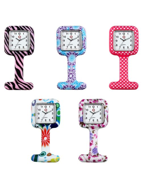 Nurse Watch for Women and Men Pin-on Brooch Lapel Hanging Badge Medical Doctors Square Silicone Quartz Fob Pocket Watch