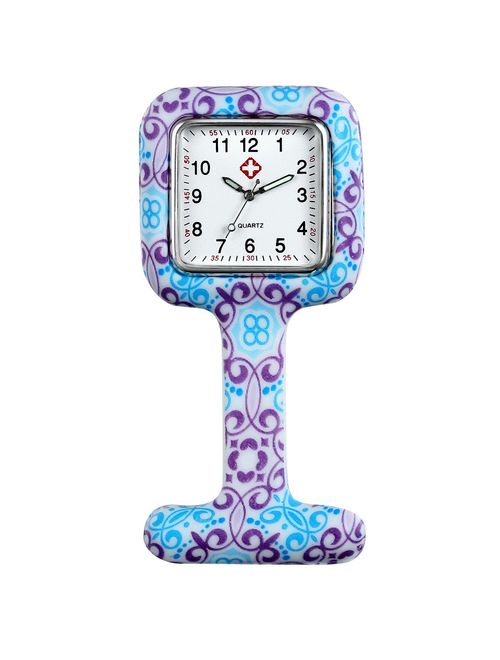 Nurse Watch for Women and Men Pin-on Brooch Lapel Hanging Badge Medical Doctors Square Silicone Quartz Fob Pocket Watch