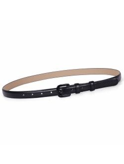 Women Skinny Leather Belt Thin Waist Jeans Belt for Pants in Pin Buckle Belt by WHIPPY