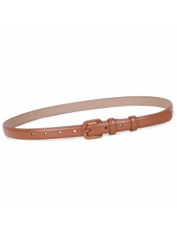 Women Skinny Leather Belt Thin Waist Jeans Belt for Pants in Pin Buckle Belt by WHIPPY