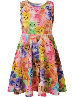 Girls Summer Dress Sleeveless Printing Casual/Party 3-13Years