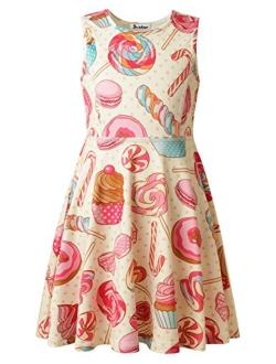 Girls Summer Dress Sleeveless Printing Casual/Party 3-13Years