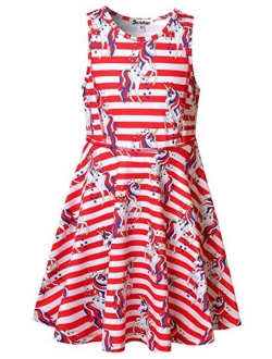 Girls Summer Dress Sleeveless Printing Casual/Party 3-13Years