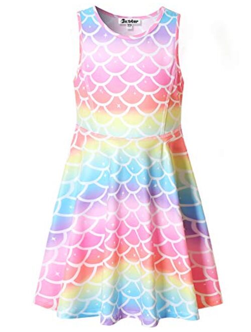 Jxstar Girls Summer Dress Sleeveless Printing Casual/Party 3-13Years