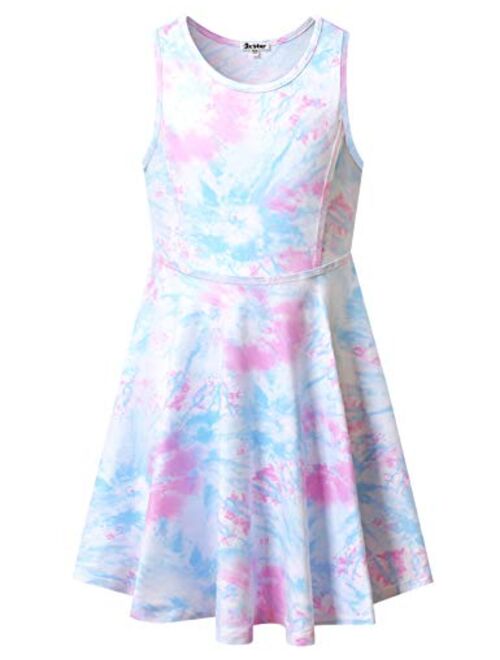 Jxstar Girls Summer Dress Sleeveless Printing Casual/Party 3-13Years