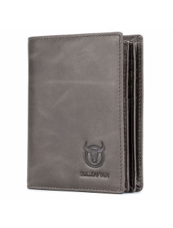 Bullcaptain Large Capacity Genuine Leather Bifold Wallet/Credit Card Holder for Men with 15 Card Slots QB-027