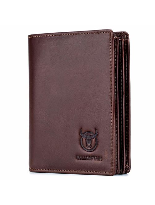 Bullcaptain Large Capacity Genuine Leather Bifold Wallet/Credit Card Holder for Men with 15 Card Slots QB-027