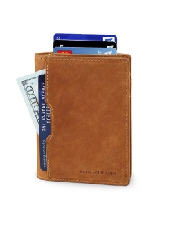 SERMAN BRANDS - Wallets for Men Slim Mens leather RFID Blocking Minimalist Card Front Pocket Bifold Travel Thin