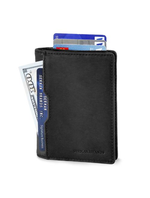 SERMAN BRANDS - Wallets for Men Slim Mens leather RFID Blocking Minimalist Card Front Pocket Bifold Travel Thin