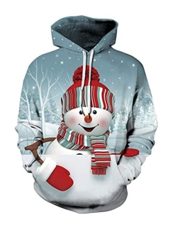 Carprinass Unisex Christmas Hoodie Sweatshirts Casual Printed Kangroo Pocket Pullover