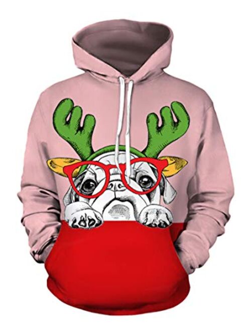 Carprinass Unisex Christmas Hoodie Sweatshirts Casual Printed Kangroo Pocket Pullover