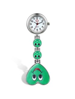 Lancardo Candy Color Smile Heart Face Nurse Clip Watch Medical Lapel Pocket Clasp Watch(7 Colors)