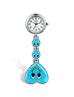 Lancardo Candy Color Smile Heart Face Nurse Clip Watch Medical Lapel Pocket Clasp Watch(7 Colors)