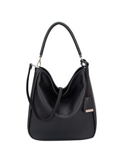 DAVIDJONES Women's Faux Leather Hobo Bags Tote Handbags Medium Size Crossbody Shoulder Bag Top-Handle Satchel