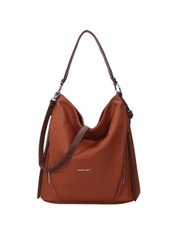 DAVIDJONES Women's Faux Leather Hobo Bags Tote Handbags Medium Size Crossbody Shoulder Bag Top-Handle Satchel