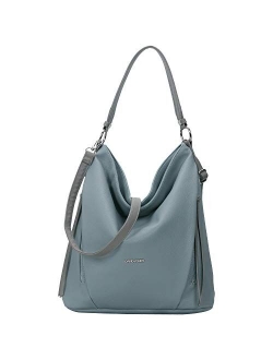 DAVIDJONES Women's Faux Leather Hobo Bags Tote Handbags Medium Size Crossbody Shoulder Bag Top-Handle Satchel