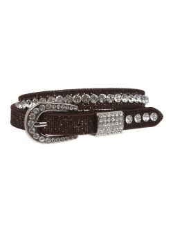 Kids 3/4" (20 mm) Western Cowgirl Rhinestone Studded Skinny Belt