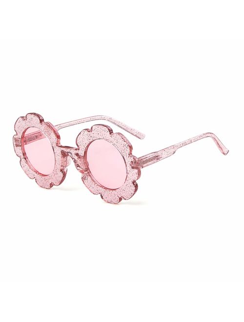 Sunglasses for Kids Round Flower Cute Glasses UV 400 Protection Children Girl Boy Gifts