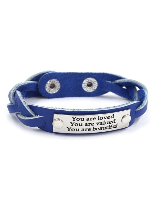 YOYONY Men's/Women's Inspirational Message Braided Leather Bracelets/Bangles for Sports.