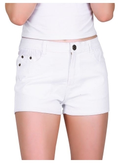 HDE Women's Solid Color Ultra Stretch Fitted Low Rise Moleton Denim Booty Shorts