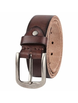 NPET Mens Leather Belt Full Grain Vintage Distressed Style Snap on Strap 1 1/2