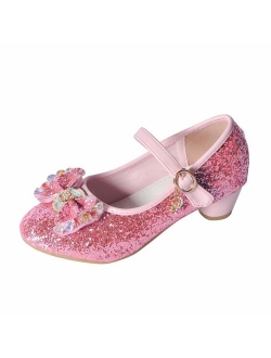 YIBLBOX Kids Girls Mary Jane Wedding Party Shoes Glitter Bridesmaids Low Heels Princess Dress Shoes