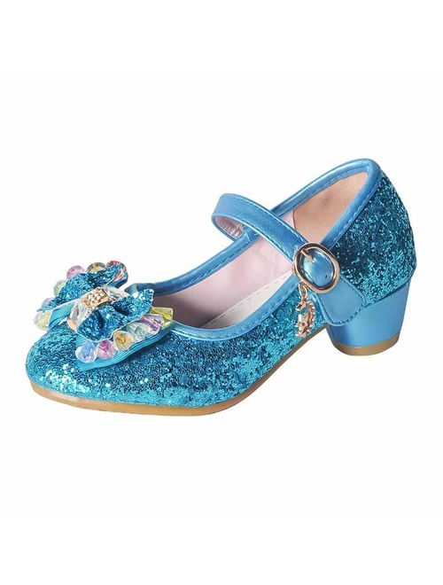 YIBLBOX Kids Girls Mary Jane Wedding Party Shoes Glitter Bridesmaids Low Heels Princess Dress Shoes