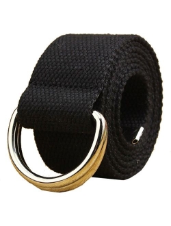 Maikun Mens & Womens Canvas Belt with Black D-ring 1 1/2