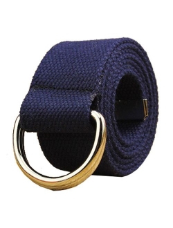 Maikun Mens & Womens Canvas Belt with Black D-ring 1 1/2