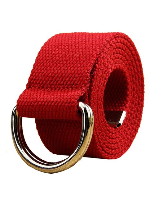 Maikun Mens & Womens Canvas Belt with Black D-ring 1 1/2