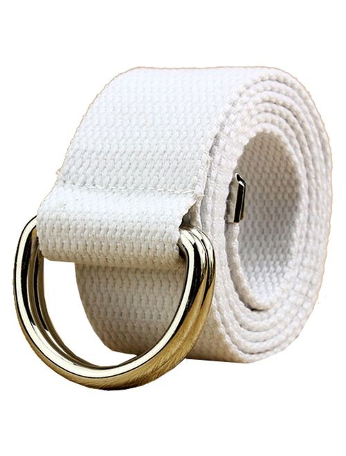 Maikun Mens & Womens Canvas Belt with Black D-ring 1 1/2