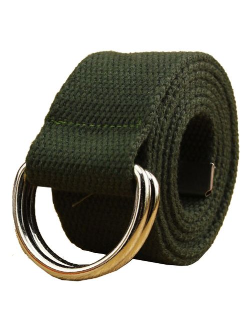 Maikun Mens & Womens Canvas Belt with Black D-ring 1 1/2