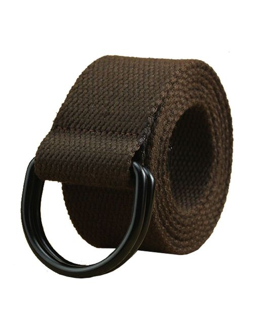 Maikun Mens & Womens Canvas Belt with Black D-ring 1 1/2