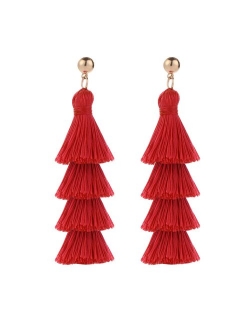 BaubleStar Tassel Earrings Handmade Tiered Thread Tassel Dangle Earrings, Multi Colors