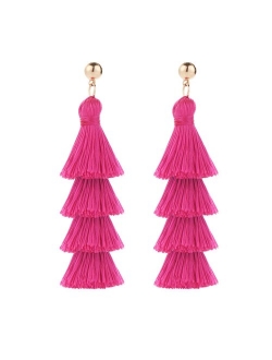 BaubleStar Tassel Earrings Handmade Tiered Thread Tassel Dangle Earrings, Multi Colors