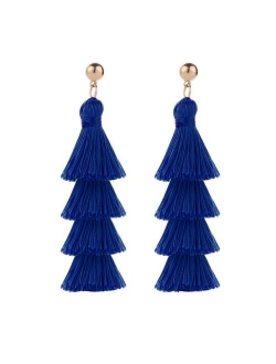 BaubleStar Tassel Earrings Handmade Tiered Thread Tassel Dangle Earrings, Multi Colors