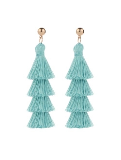 BaubleStar Tassel Earrings Handmade Tiered Thread Tassel Dangle Earrings, Multi Colors