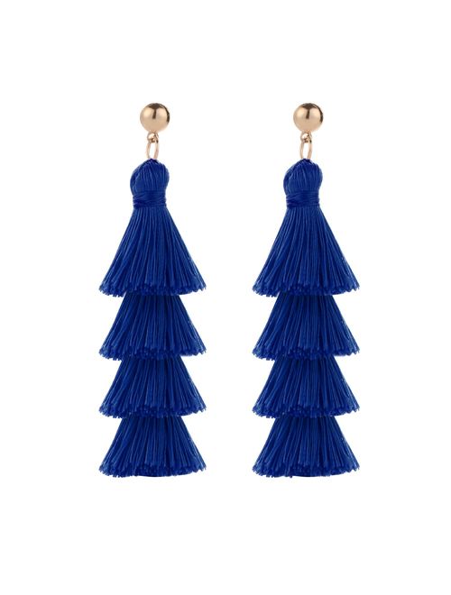 BaubleStar Tassel Earrings Handmade Tiered Thread Tassel Dangle Earrings, Multi Colors