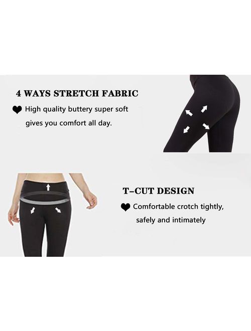 Baihetu High Waist Leggings with Inner Pocket Super Soft Yoga Pants for Women