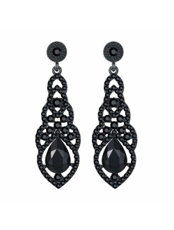 mecresh Crystal Rhinestone Bridal Wedding Chandelier Teardrop Dangle Earrings for Women in Silver Gold Black Champagne Red