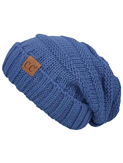 FunkyJunque Trendy Warm Oversized Chunky Soft Oversized Cable Knit Slouchy Beanie