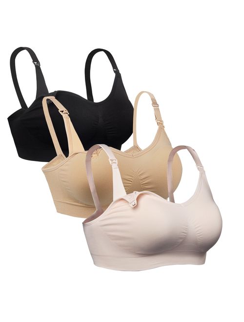 iloveSIA 3PACK Womens Full Bust Nursing Bra Seamless Maternity Bra