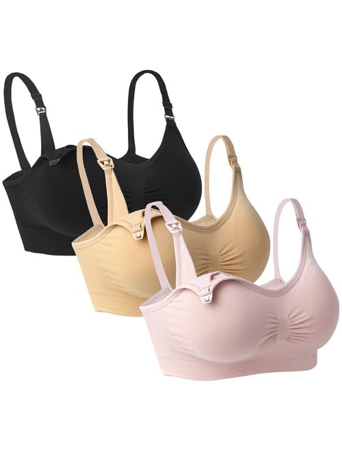 iloveSIA 3PACK Womens Full Bust Nursing Bra Seamless Maternity Bra