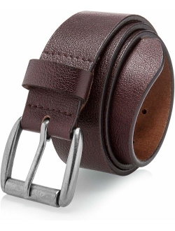 Men's Casual Belt Super Soft Full Grain Leather Roller Buckle 38MM 1.5 inch Black Brown Tan