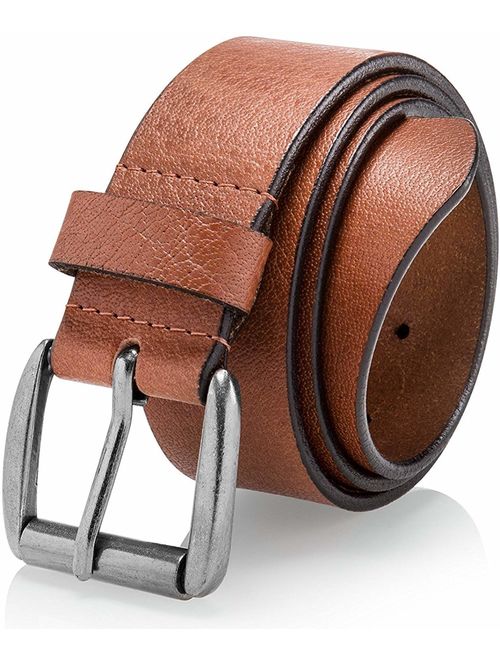 Men's Casual Belt Super Soft Full Grain Leather Roller Buckle 38MM 1.5 inch Black Brown Tan