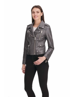 Women's Faux Leather Contemporary Asymmetrical Motorcycle Jacket