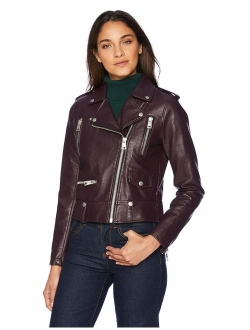 Women's Faux Leather Contemporary Asymmetrical Motorcycle Jacket