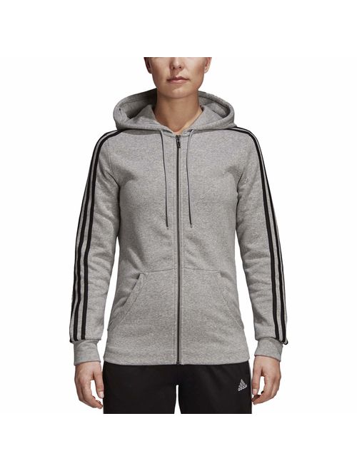 adidas Women's Essentials Cotton Fleece 3-Stripe Full Zip Hoodie