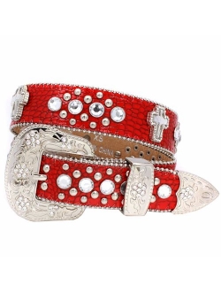 XS-1371-KIDS GIRLS WESTERN BELTS CROSS RHINESTONE BELTS