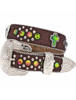 XS-1371-KIDS GIRLS WESTERN BELTS CROSS RHINESTONE BELTS